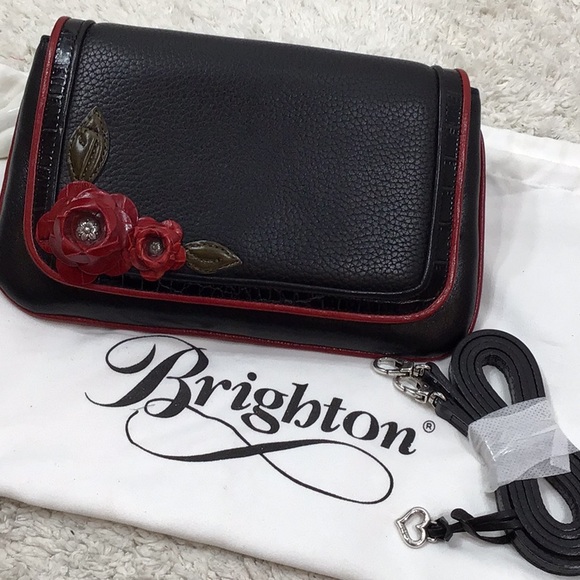Brighton Handbags - Brighton red roses leather crossbody and wallet
